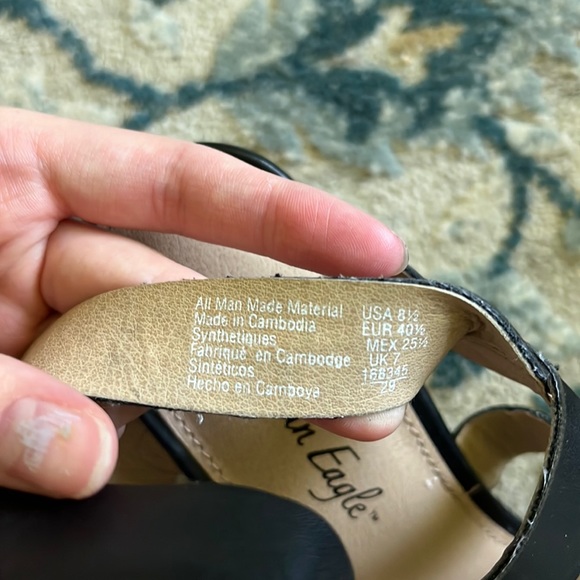 American Eagle Womens Heels Sandals Black Block size Ankle Strap Adjustable - Picture 4 of 5